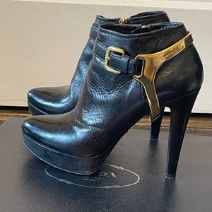 Prada black leather metal harness size 38.5